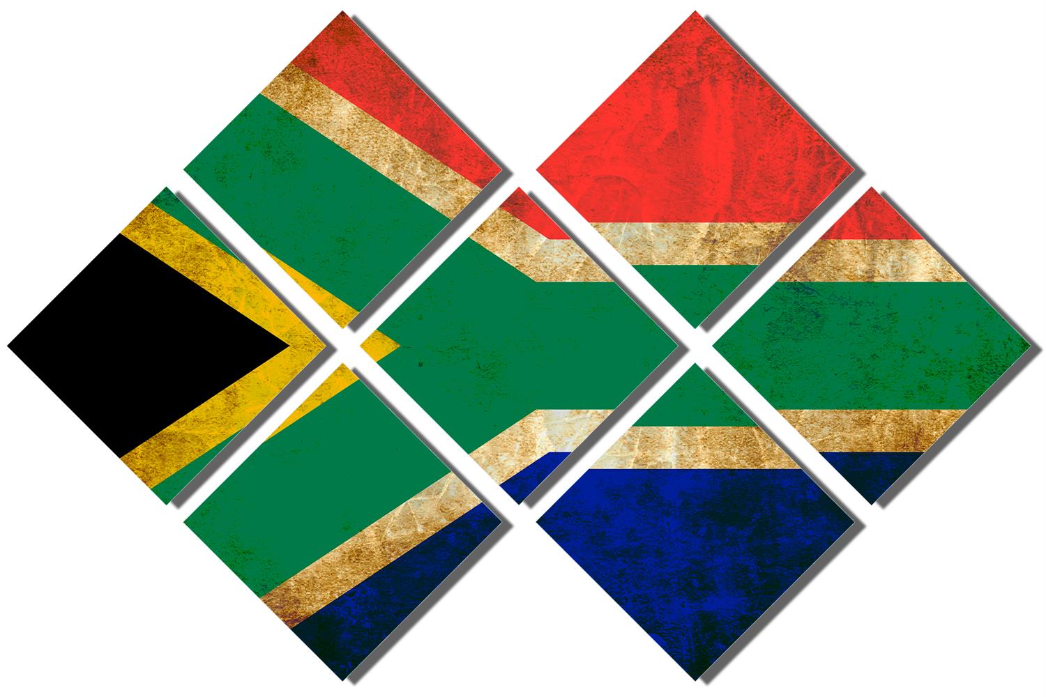 South Africa Flag Rustic Grunge Metal Print wall art. 7 Panel Butterfly
