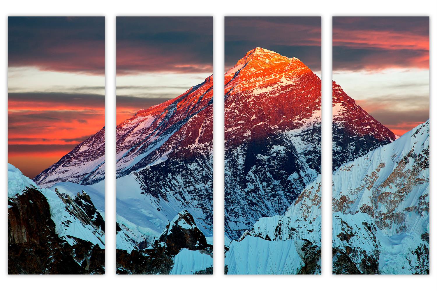 Mount Everest Gokyo Ri Canvas Print Wall Art 4 Panel Split, home decor ...